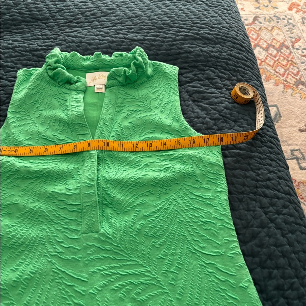 Lilly Pulitzer Green Textured Ruffle-Neck Dress - Picture 2 of 4